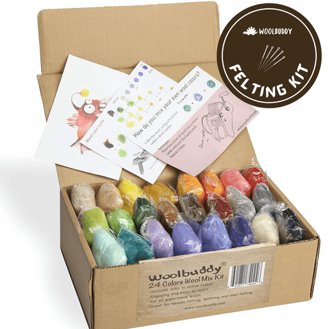 24 Colors Wool Roving Starter Kit | Needle Felting Supplies & Roving Wool (min. order qty 3 required)