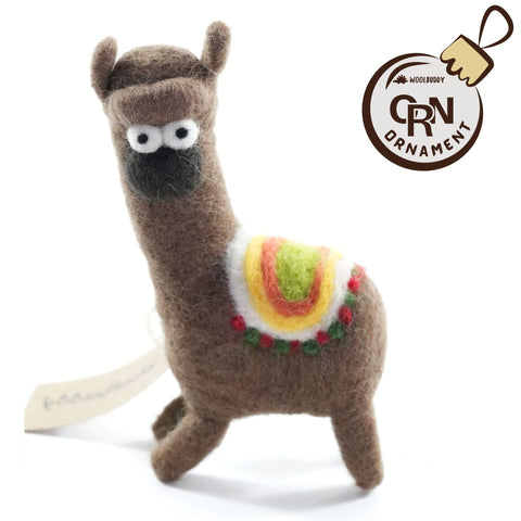 Wool Felt Brown Llama Ornament – Rustic Farmhouse Holiday Decoration (min. order qty 6 required)