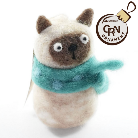 Wool Felt Siamese Cat Ornament – Unique Holiday Cat Decoration (min. order qty 6 required)