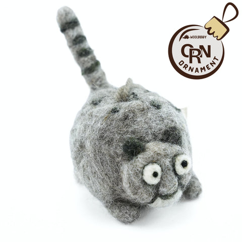 Wool Felt Snow Leopard Ornament – Arctic Wildlife Holiday Decoration (min. order qty 6 required)