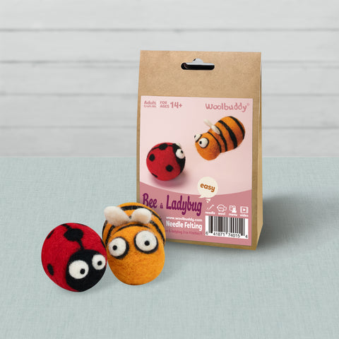 Bee & Ladybug Needle Felting Kit | Beginner DIY Garden Insect Craft (min. order qty 4 required)