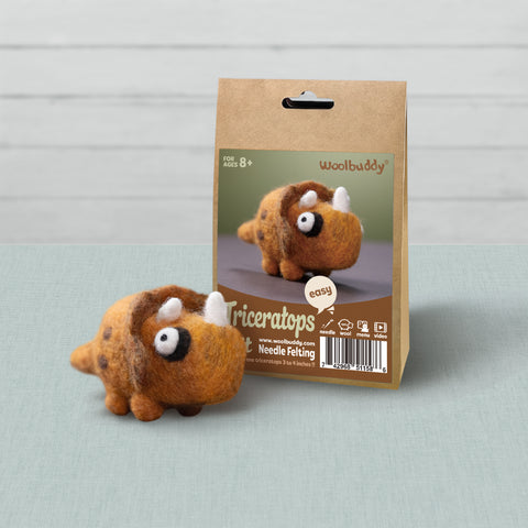 Preorder Beginner Triceratops Needle Felting Kit – DIY Craft Gift