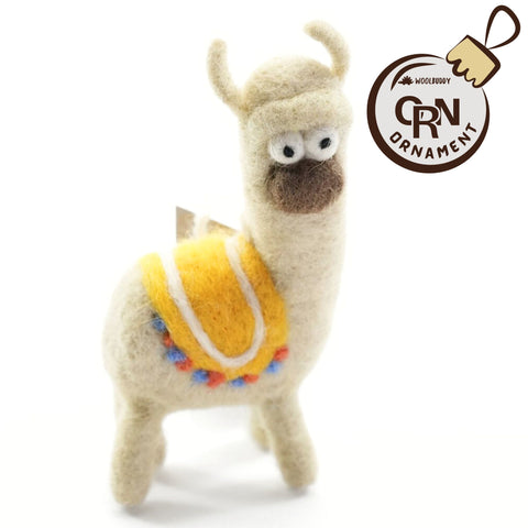 Wool Felt Tan Llama Ornament – Rustic Farmhouse Holiday Decoration (min. order qty 6 required)
