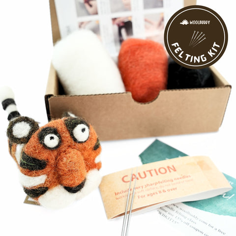 DIY Tiger Needle Felting Kit | Big Cat Craft Project for Beginners (min. order qty 4 required)