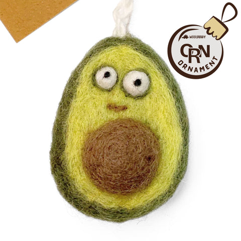 Felt Avocado Ornament – Handmade Wool Fruit for Holiday or Everyday (min. order qty 6 required)