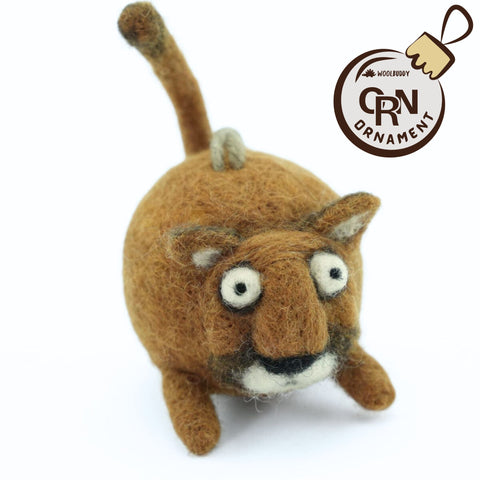 Wool Felt Cougar Ornament – Mountain Wildlife Holiday Decoration (min. order qty 6 required)