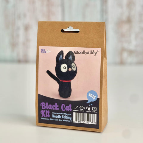 DIY Black Cat Needle Felting Kit | Beginner-Friendly Halloween Craft for Pet Lovers | Woolbuddy