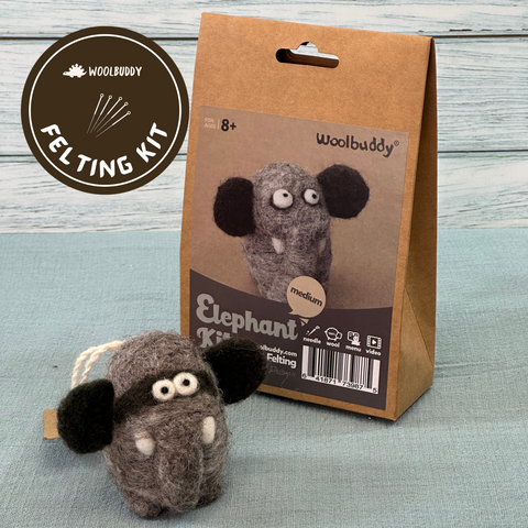 DIY Elephant Needle Felting Kit | Safari Wildlife Craft Gift (min. order qty 6 required)