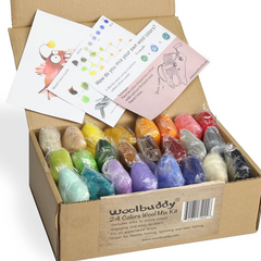 24 Colors Wool Roving Starter Kit | Needle Felting Supplies & Roving Wool (min. order qty 3 required)
