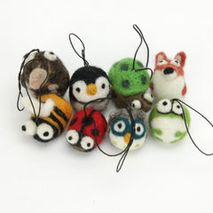 Mini Buddies Collection: Small Felted Animals & Unique Tiny Ornaments (8 designs 2 of each)